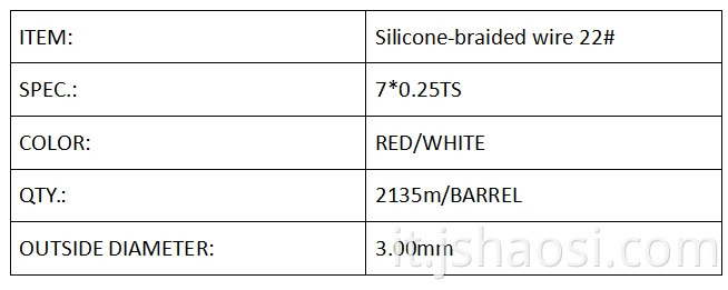 Silicone-braided wire 22# red/white